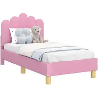 vidaXL Peuterbedframe met hoofdboard Roze 70 x 140 cm Stof