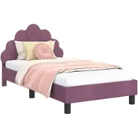 vidaXL Kinderen bedframe met hoofdboard Paars 80 x 160 cm Fluweel