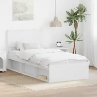 vidaXL Bedframe met hoofdeinde Wit 90 x 190 cm Bewerkt hout