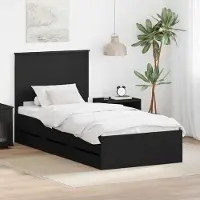 vidaXL Bedframe met lade met opslag Zwart 100 x 200 cm Ingenieurshout