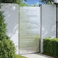 vidaXL Tuinpoort 85 x 174 cm Roestvrij staal Zilver Vergrendelbaar