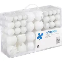Relaxdays kerstballen - 100x st - wit - 3, 4 en 6 cm - kunststof - Kerstbal