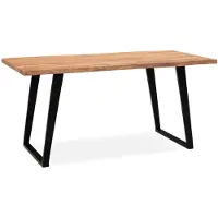 Wohnling Eettafel 140x80x76 cm, acacia massief hout / metaal. Eettafel met boomrand, keukentafel, massief met U-poten in zwart. Houten tafel, eetkamertafel