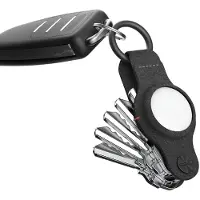 Keysmart Air Vegan Leer AirTag 1 / 2 Sleutelhouder Zwart