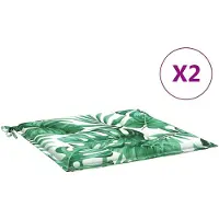 vidaXL Stoelkussens 2 st bladpatroon 50x50x3 cm stof