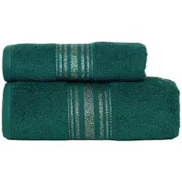 Markizeta Luxe Smaragd Groene Katoenen Handdoek 50x90cm met Zilveren Boord