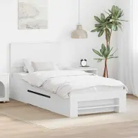 vidaXL Bedframe met hoofdeinde Wit 90 x 200 cm Bewerkt hout