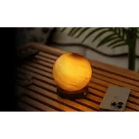 Gingko AstraGlass Lamp (Lamp), walnoothout en glas, mini, "Sand Storm" design