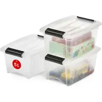 IRIS OHYAMA Set di 3 contenitori, 5 L, con clip, impilabili, soggiorno, camera da letto, garage - Nuovo Top Box NTB-5 - Trasparente