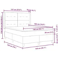 vidaXL Boxspringbed met hoofdeinde, lichtgrijs, 140 x 190 cm, gestoffeerd