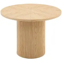 STILVORA Eettafel Rond 100 Cm - Vierdelig Blad Met Opbergruimte In Poot - Voor Keuken En Eethoek - MDF Met Metaal - Natuurlijk Hout