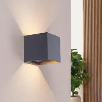 LEDVION - USB Oplaadbare Wandlamp met Sensor – 4400 mAh – Antraciet – Draadloos – IP44 – Binnen & Buiten – Warm Wit Licht - Dag en nachtsensor