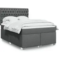 vidaXL Boxspringbed met matras, donkergrijs, 140x200 cm, gestoffeerd