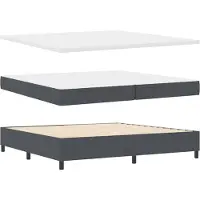vidaXL LED boxspringbed, donkergrijs en wit, 200 x 200 cm, cordstof
