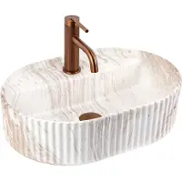REA - Opzetwastafel Marcela 50 Saturn Sanitair Keramiek, Beige, Ovaal - 50 x 36 x 13,5 cm
