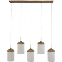 Light & Living Hanglamp 5L 117x10x27 cm DANIA hout prnt naturel+touw crème