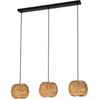 Eglo Sheldon Hanglamp - E27 - 91 cm - Zwart/Natuurlijk/Bruin - Papier