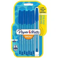 Paper Mate InkJoy 100ST-balpennen | Medium punt (1,0 mm) | Blauwe inkt | 8 stuks