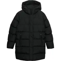 Superdry Dames Middellange Gewatteerde Sportjas met Capuchon zwart (S), Casual, Polyester W5012179A