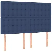 vidaXL Hoofdbord blauw 144x5x118/128 cm stof