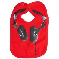 J.i.p 4-PACK . slabbetjes met coole DJ / koptelefoon print. Handig: alvast 4x cadeautje in huis.