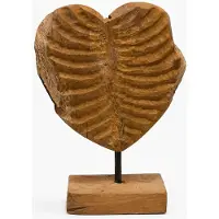 Varios - Hart op Standaard Hout - Bruin - H 35 cm