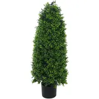 MCW Kunstbuxus -Q89, buxus (Buxus) in pot, decoratieve boom, kunstplant, kegelvormig, natuurgetrouw, groenblijvend, voor buiten, 90x35x35 cm