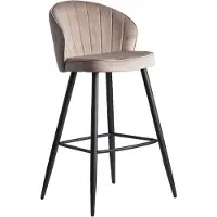 Wohnling barkruk fluweel beige kruk met rugleuning 56x102.5x52.5 cm | Keukenkruk Scandinavische stof / metaal 110 kg | Design barkruk | Bistrokruk gestoffeerd - WL6.291