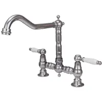 Aquanello Heritage Manor Klassieke Keuken Nostalgische Brug Keukenkraan Chroom met Witte Hendel CR-0010-HM