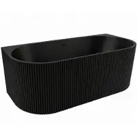 ZEZA Nuo Half Vrijstaand Bad - 170x80x58cm - ribbel - met afvoer - mat zwart 6119_MB
