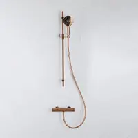 FortiFura Calvi douchekraan met glijstangset met ronde handdouche, gladde doucheslang - PVD - geborsteld koper SW1413859/SW970036/SW799407/SW970047