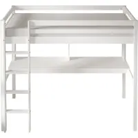 Sunny Sil Hoogslaper van Hout met Bureau in Wit | Kinderbed Zonder Matras | Verhoogd Bed met Ladder & Boekenplank | 208x97x172cm | Voor Matrasmaat 90x200cm