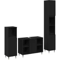 vidaXL Badkamermeubel Set 3 st Zwart Eiken 30 x 30 x 180 cm