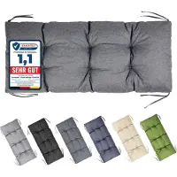 Garronda Bankkussen 120x50 cm – 10 cm dik – Waterafstotend & UV-bestendig – met Banden – Grafiet GD-AM-Bono