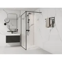 Vente-unique Extra platte opzet- of inbouwdouchebak van SMC-hars - Gemarmerd wit - 120 x 90 cm - LYROSA