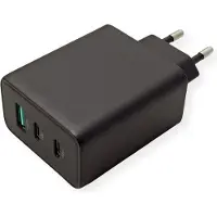 Roline USB-oplader met eurostekker, 3-poorts (Type-A, 2x Type-C), 65W, GaN