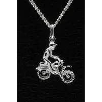 MOOYE ® - Collectie Zilveren Motorcrosser ketting hanger