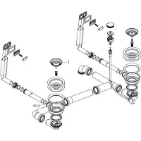 Hansgrohe - Dubbele spoelbak automatische afvoer- en overloopcombinatie, RVS 43932800