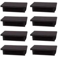 Furniture Legs Europe Inslagdop/meubeldop zwart rechthoek 2 bij 4 cm en hoogte 0,4 cm van kunststof - 8 stuks