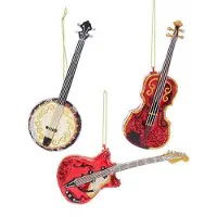 Kurt S. Adler Glas Gitaar, Banjo & Viool Kerst Ornamenten - 1 Willekeurig!!