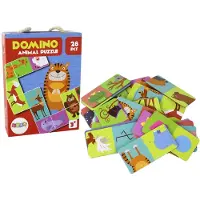 Lean Toys Logicaspel Dubbelzijdige Domino Dierenpuzzel 10 cm x 5 cm 28 stukjes.