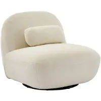 Sweeek Draaiende fauteuil 360° met gestructureerde bouclé en metaal Crème