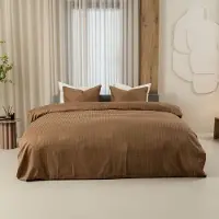 Kayori Elin – Dekbedovertrek Katoensatijn – Taupe – 200x200/220 cm