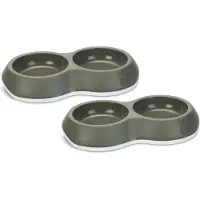 Savic Voerbak Delice Double - Hondenvoerbak - 2 x 26x16x4 cm 86 g Grijs Petrol Geschikt Voor Honden En Katten