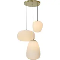 Olucia - DAVIDE - Hanglamp - Wit / Messing - 3L - Vorm: Rond