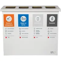 KarTent Kartonnen eco bin vier vakken - PD - Papier&Karton - Koffiebekers - Restafval - 60 L prullenbak -