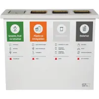 KarTent Kartonnen eco bin vier vakken - GFT - PD - Koffiebekers - Restafval - 60 L prullenbak -