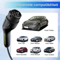AWESAFE Draagbare Laadkabels - 7kW 32A 1-Fase EV Laadkabel Type 2 met 5m Kabel - 6A/8A/10A/13A/16A/20A/24A/32A Schakelbaar - Met handtas