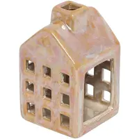 Countryfield Theelichthouder huis geel – 6 x 6 x 10 cm - kerstdecoratie - kerstcadeau
