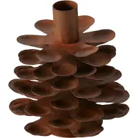 Boltze Kandelaar - Metaal - Bruin - 13x12cm - Dennenappel - veilig - duurzaam